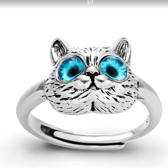 NWOT SILVER metal cat ring for ladies   SZ 8  ... R52 - Picture 9 of 10